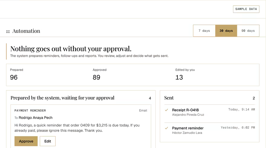 Sample screen: Automation