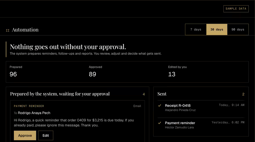 Sample screen: Automation